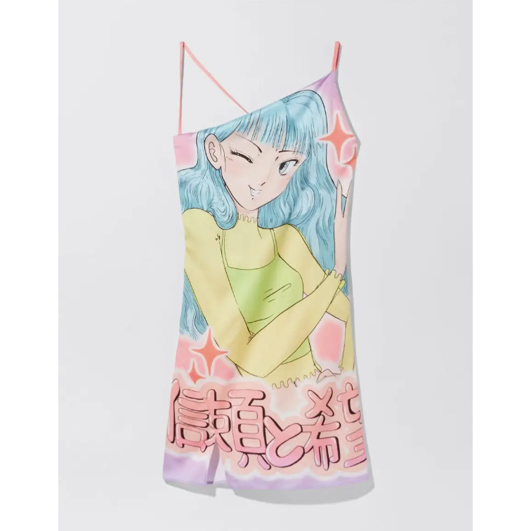 BERSHKA ANIME PINK DRESS