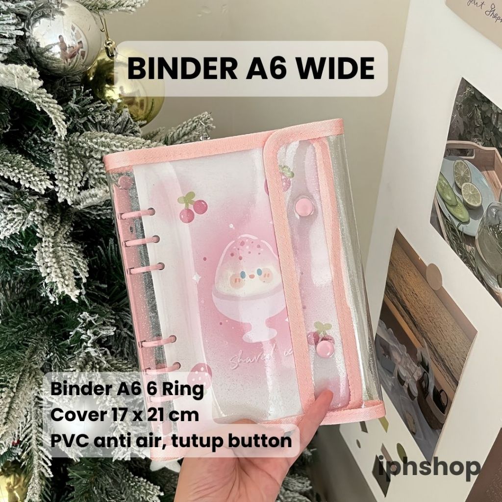 

iphshop - Binder A6 6 Ring PVC Anti Air Transparan | Aesthetic Lucu Multi Fungsi | Album Photocard Nabung Menulis Planner