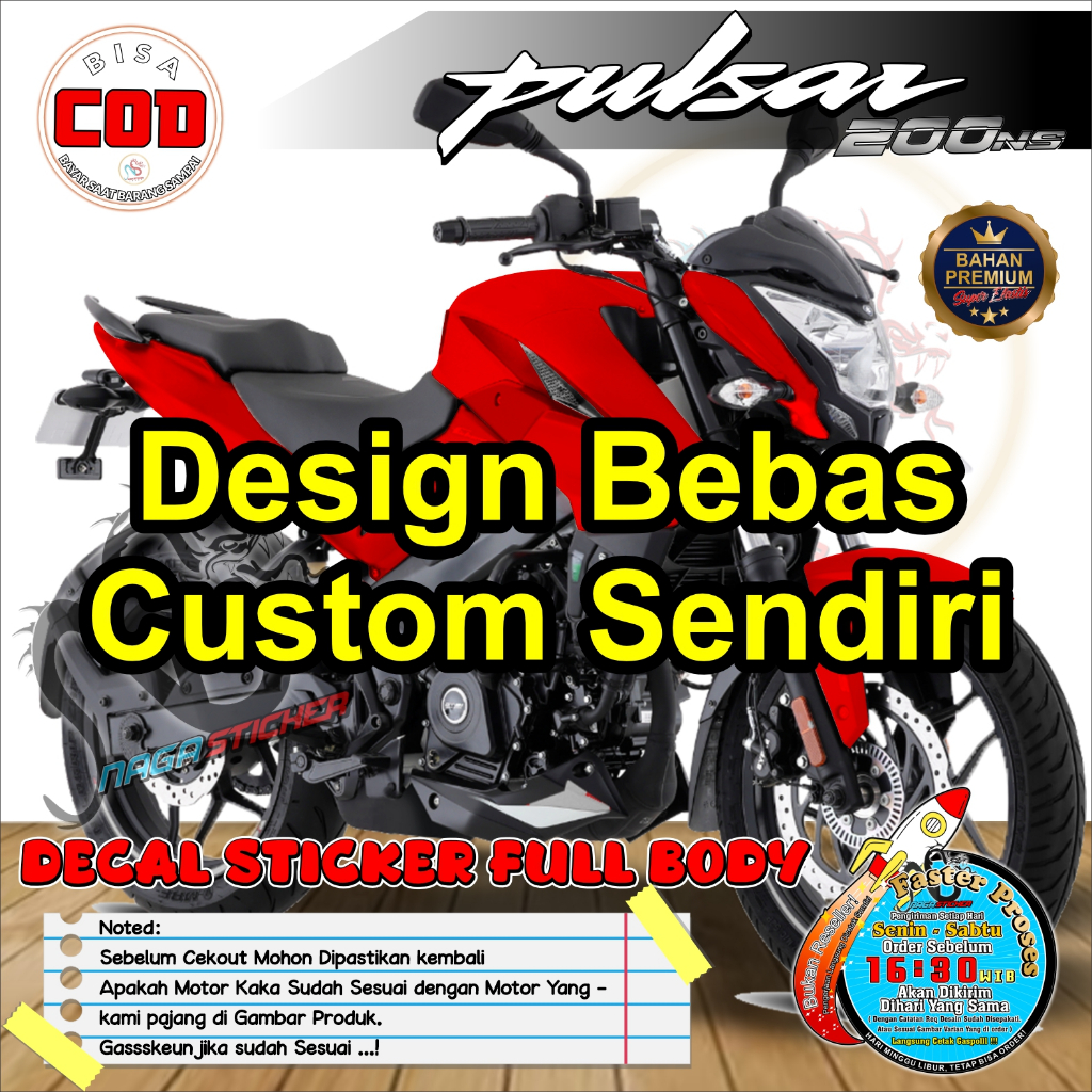 COD DECAL STIKER DECAL FULL BODY PULSAR VARIASI KAWASAKI BAJAJ PULSAR NS200 CUSTOM PREMIUM STIKER