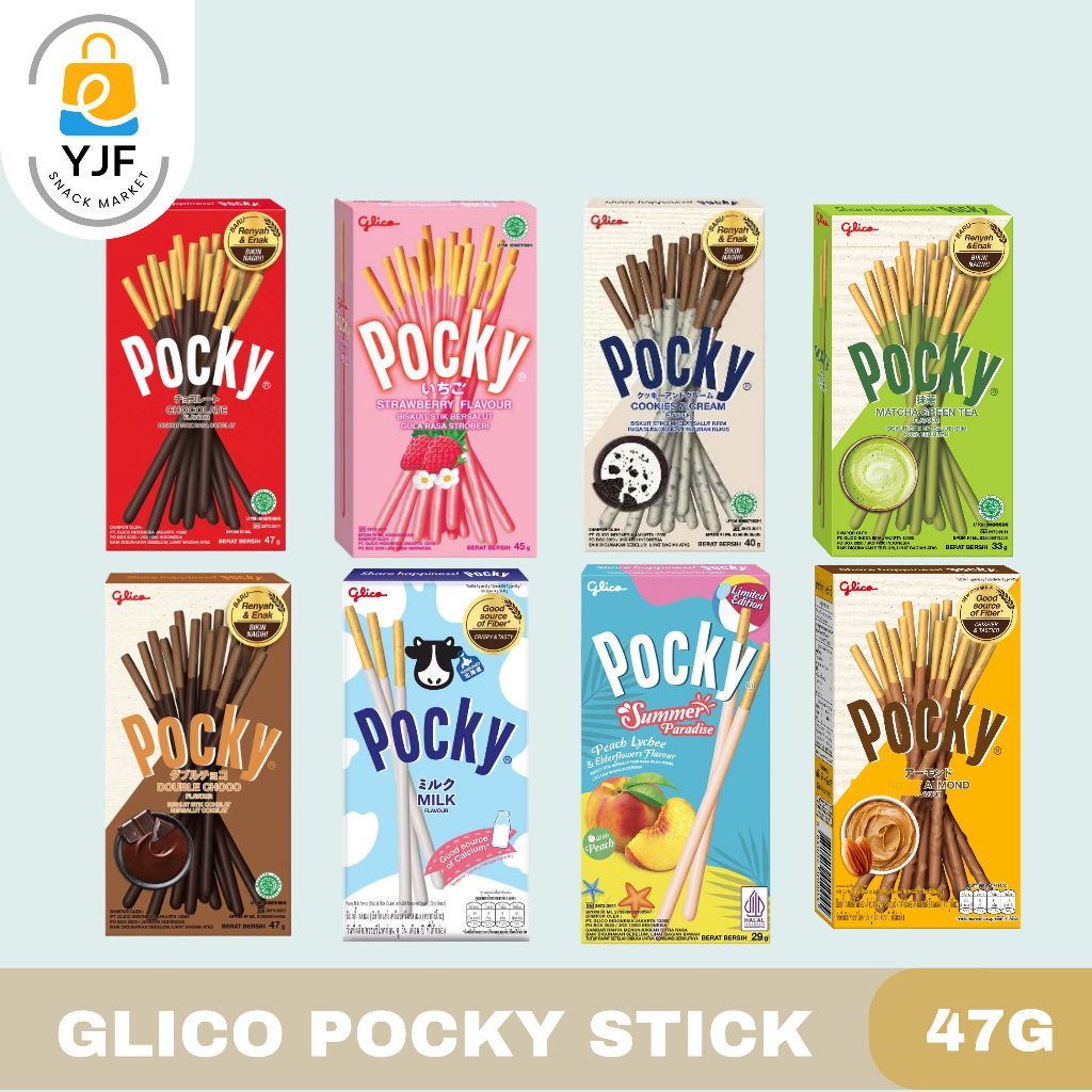 

Glico Pocky Biskuit Stick Aneka Rasa Matcha / Coklat / Strawberry / Almond / Summer Paradise