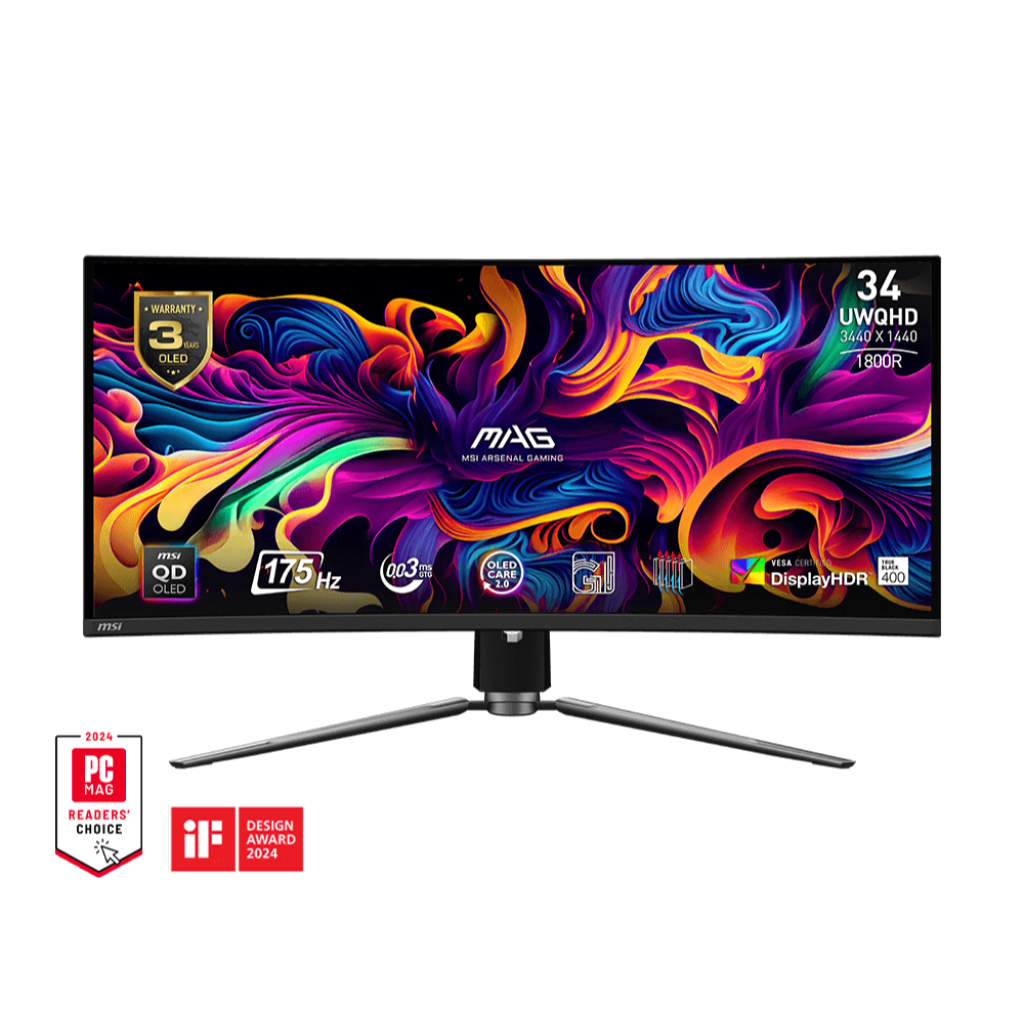 MSI MAG 341CQP QD-OLED 34" 3440x1440p WQHD 175Hz Curved 1800R HDR400 0.03ms HDMI 2.1x2 DP 1.4ax1 DP 