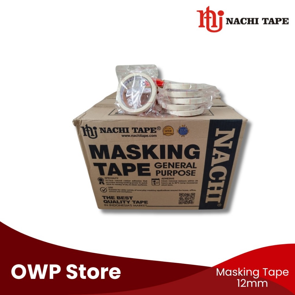 

Masking Tape Nachi Lakban Kertas 1/2 inch (12mm) x 20 Y