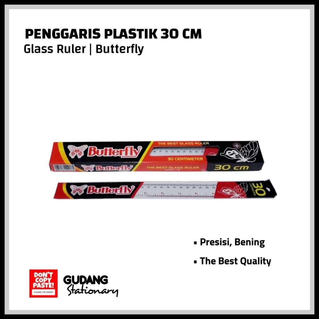 

Penggaris Plastik | Glass Ruler 30 Cm BUTTERFLY