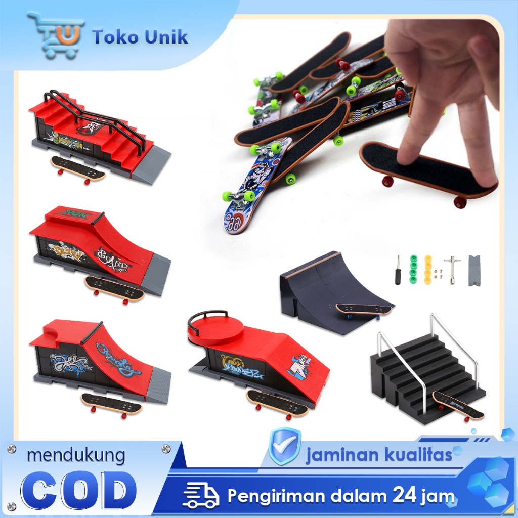 Skateboard Jari Mini Fingerboard Park Skatepark Ramp Park Finger Board Mainan Arena Fingerboard