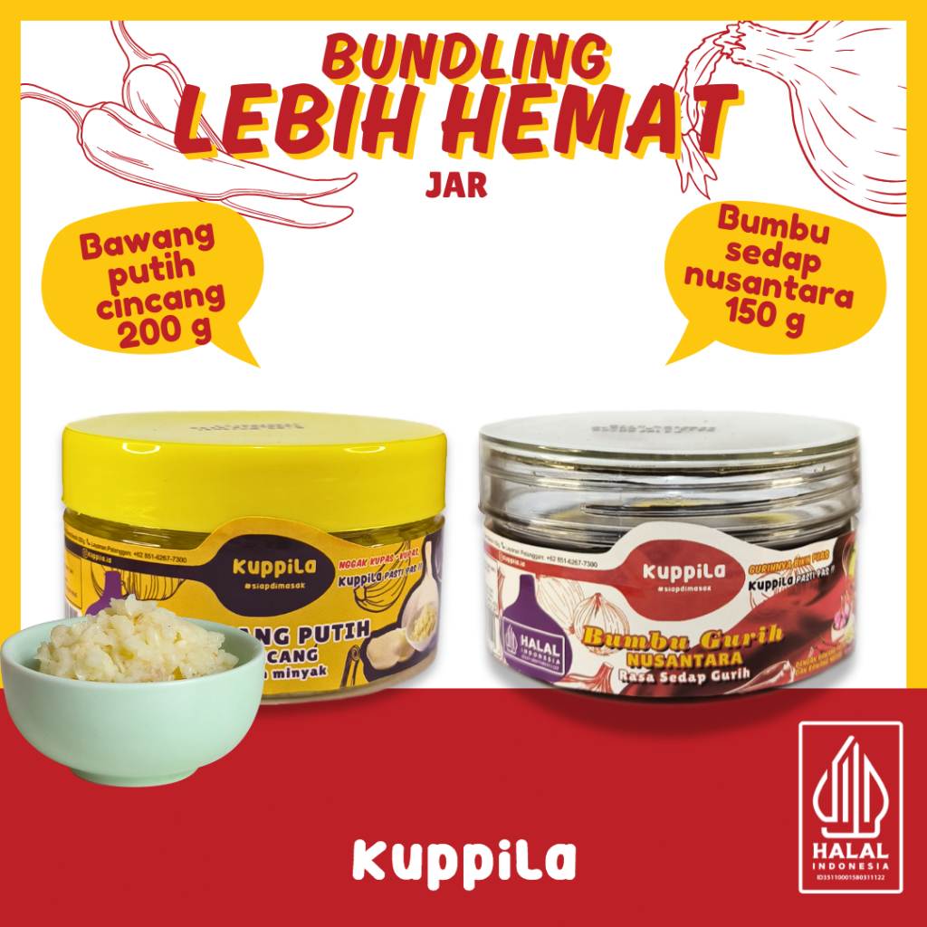 

Kuppila - BUNDLING Bawang putih cincang jar 200g dan Bumbu Masak sedap nusantara jar 150g