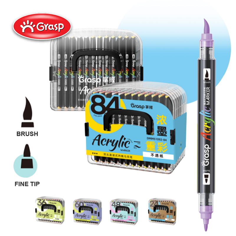 

GRASP Acrylic Marker Brush 24/36/48/60/84 Warna Spidol Akrilik Ujung Dual Tip Tinta Langsung Tahan Air MW019