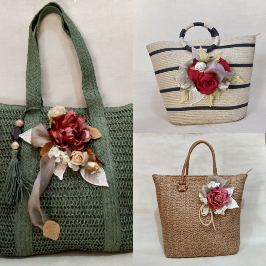 Tas Anyaman Jerami Wanita Retro / Tas Karung Goni