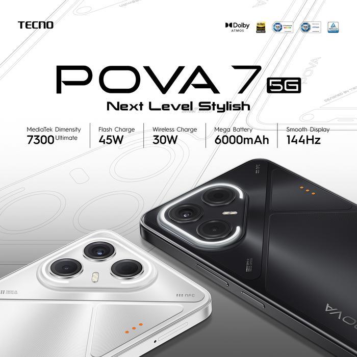 Tecno Pova 7 5G RAM 8GB | 128GB | 256GB, 6000 mAh, Mediatek D7300 Ultimate, 144Hz Smooth Display , 5