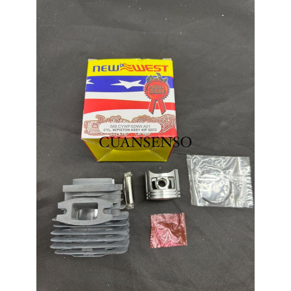 NEW WEST CYLINDER BLOCK SET LENGKAP CHAINSAW SENSO GERGAJI KAYU MESIN 5200 598 588 568 / CYLINDER NE