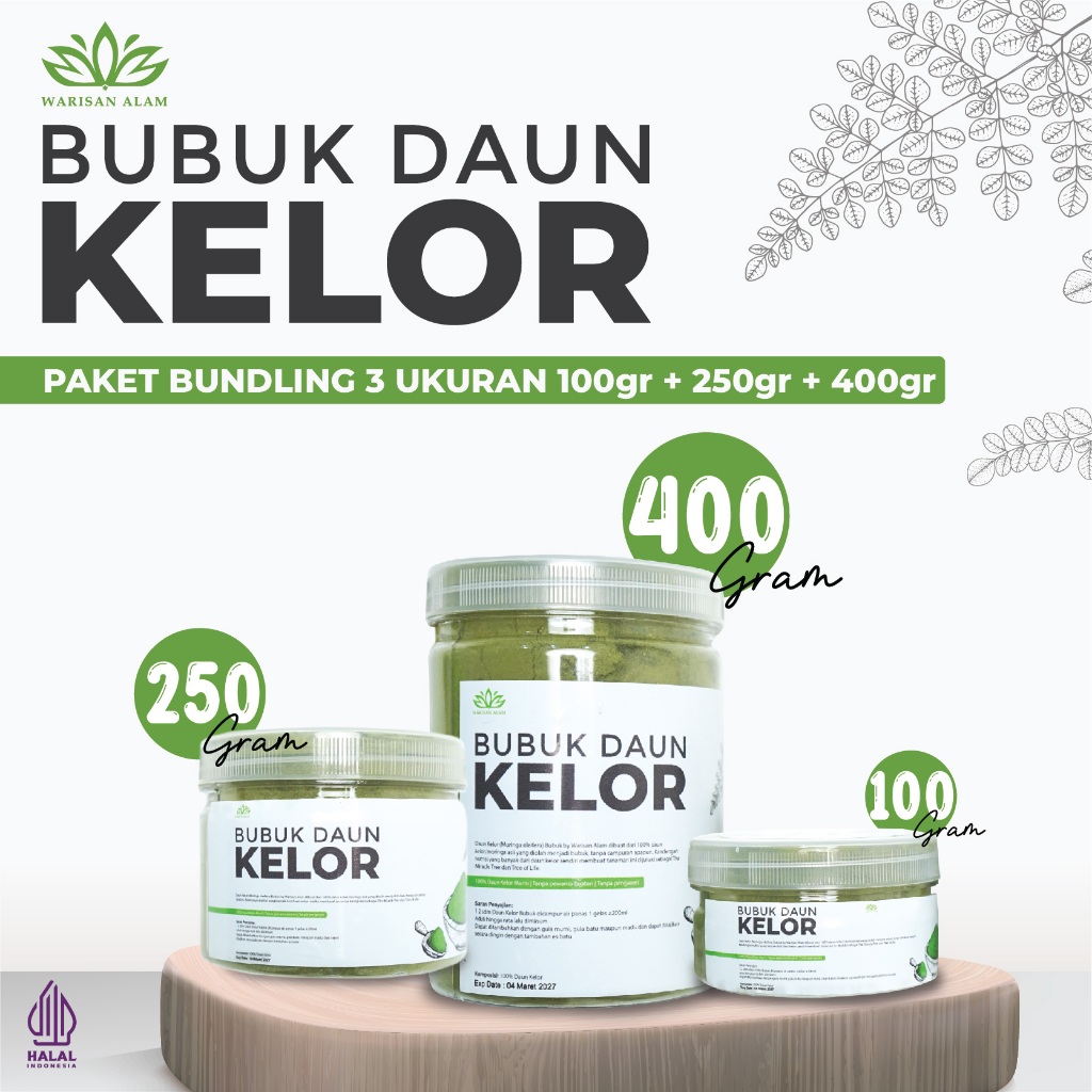 

BUBUK DAUN KELOR WARISAN ALAM BUBUK KELOR BUNDLING (100GRAM + 250GRAM + 400GRAM) DAUN KELOR ORGANIK SERBUK PREMIUM SUPER HALUS BUBUK KELOR