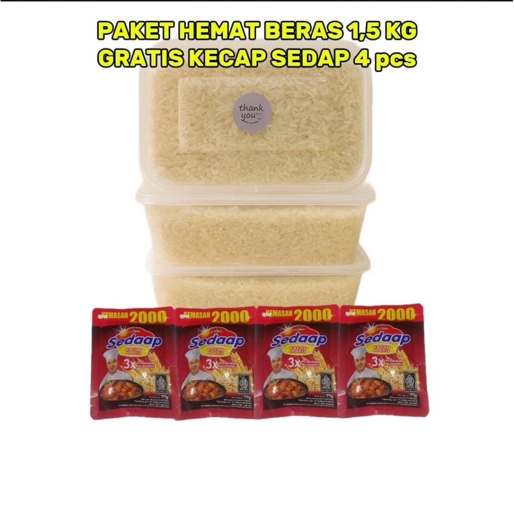 

PEKAT HEMAT BERAS SUPER 1,5 KG GRATIS KECAP SEDAP 2000 4 PCS