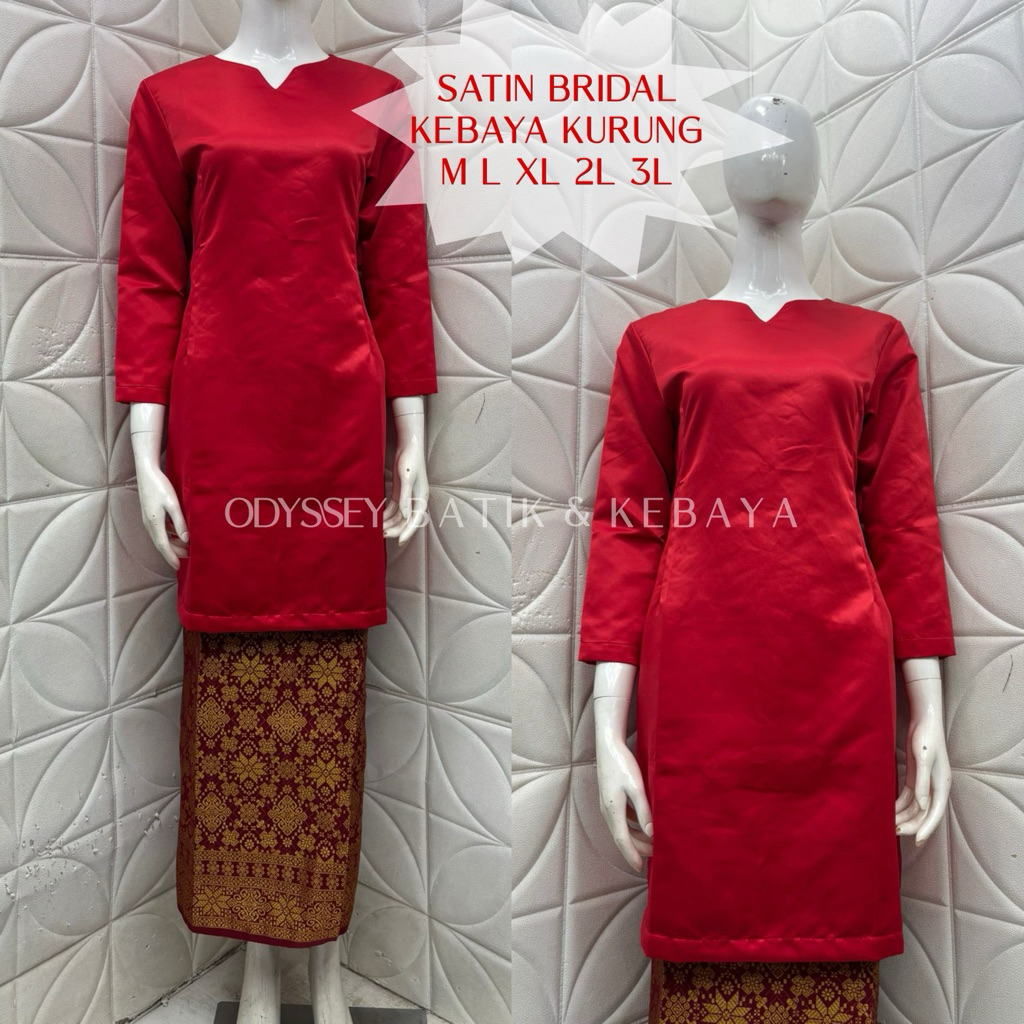 Set Kebaya Polos Baju Kebaya Kurung Melayu Songket Kebaya Tunik Polos Jumbo Satin Bridal