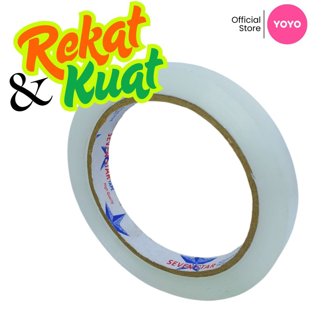 

Lakban Isolasi Bening SEVEN STAR 12 mm x 72 Yard KUAT BERKUALITAS Solasi Selotip Solatip