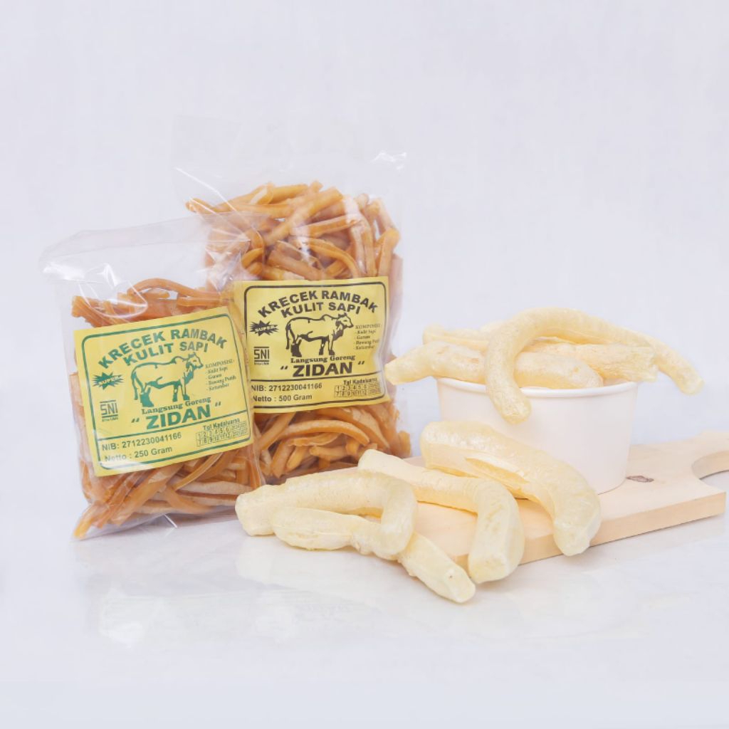 

Krecek Rambak kulit Sapi asli Bentuk Potongan Stik mie berat 500gr