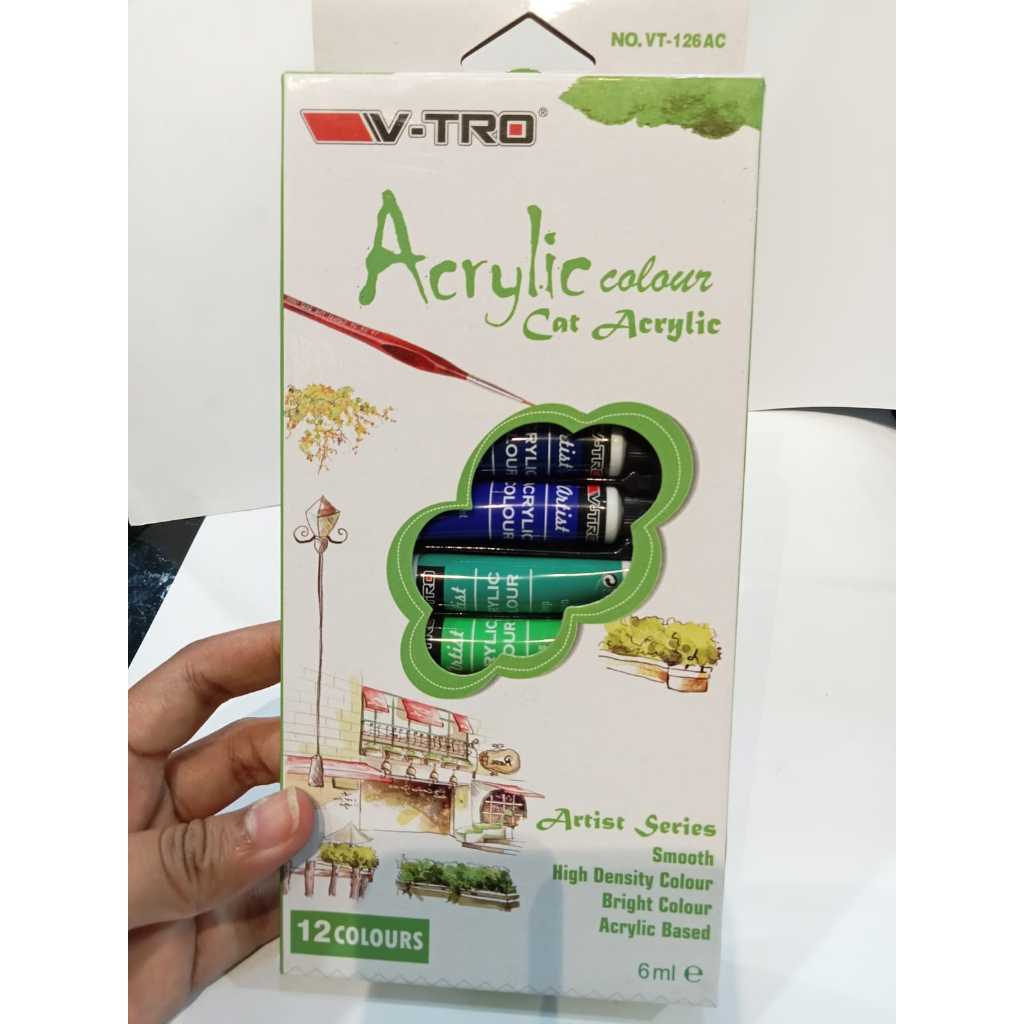 

V-TRO Acrylic Colors 12 Warna 6ml Tube