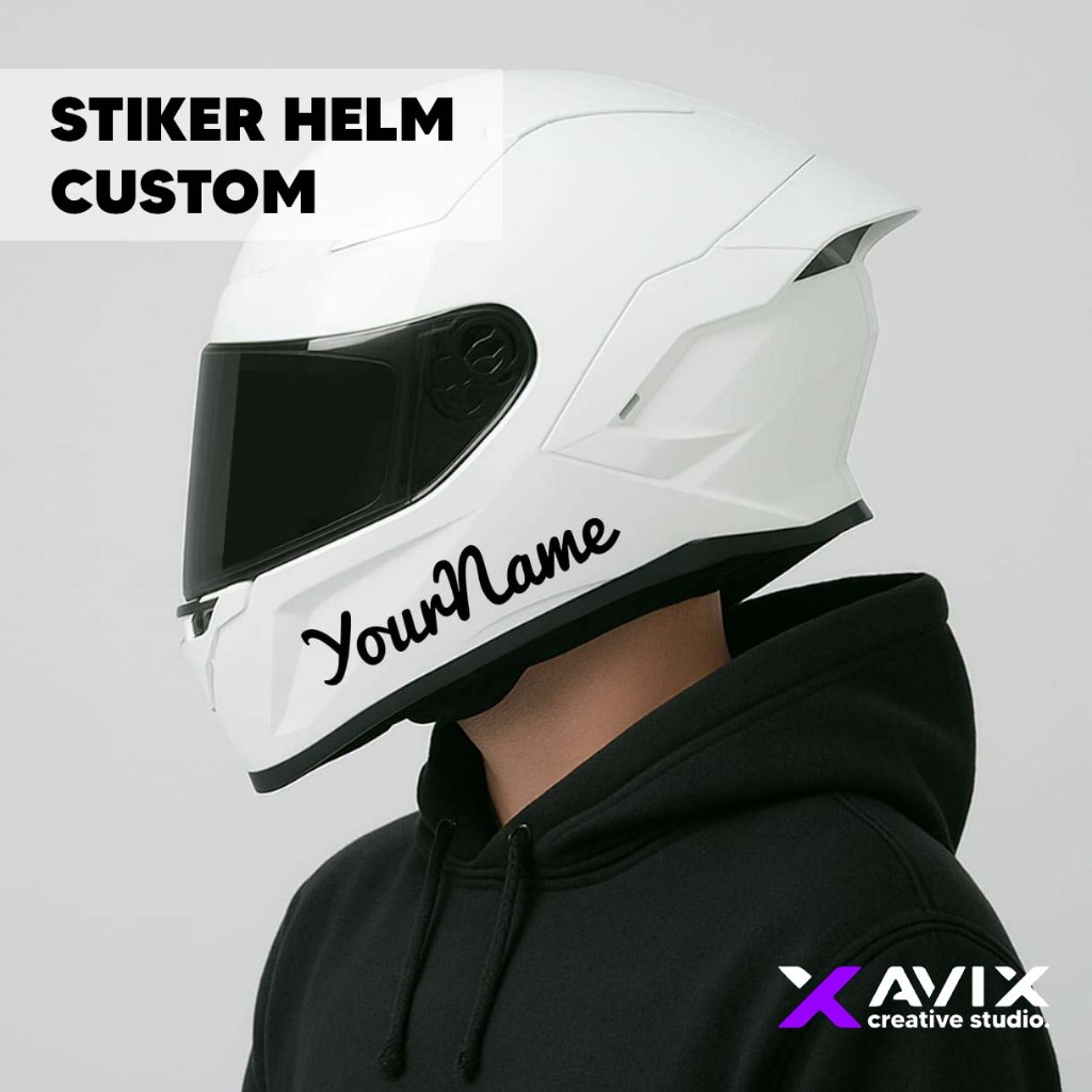 Stiker Nama Helm Custom Tulisan Bebas