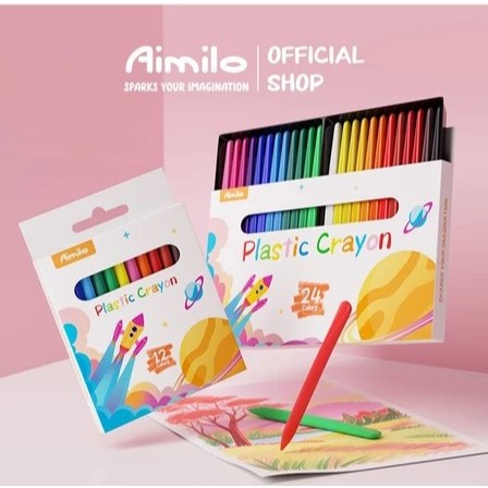 

Aimilo Crayon Set 12 Warna Krayon Plastik Crayon Anti Air Dan Anti Patah Anti Kotor Tidak Beracun