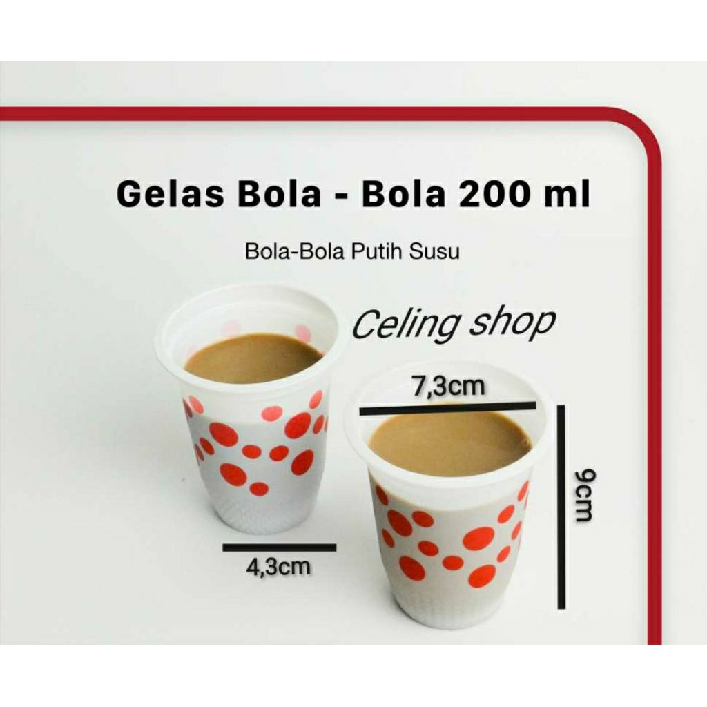 50 pcs GELAS PLASTIK GELAS ES GELAS POLKADOT motif BOLA BOLA