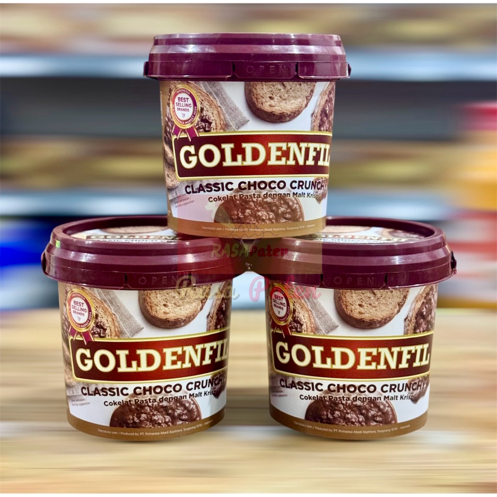

GOLDENFIL CLASSIC CHOCO CRUNCHY 1 kg Premium Halal BPOM RI COD Pail Ember Satuan