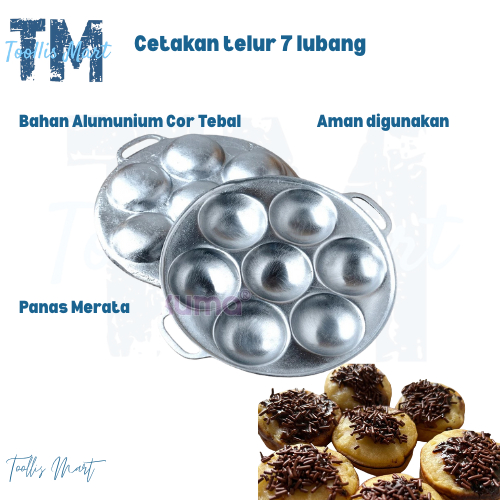 Cetakan Kue Cubit Lumpur 7 Lubang Carabika Bulat Anti Lengket Telur Puyuh Ceplok Mini Congkel
