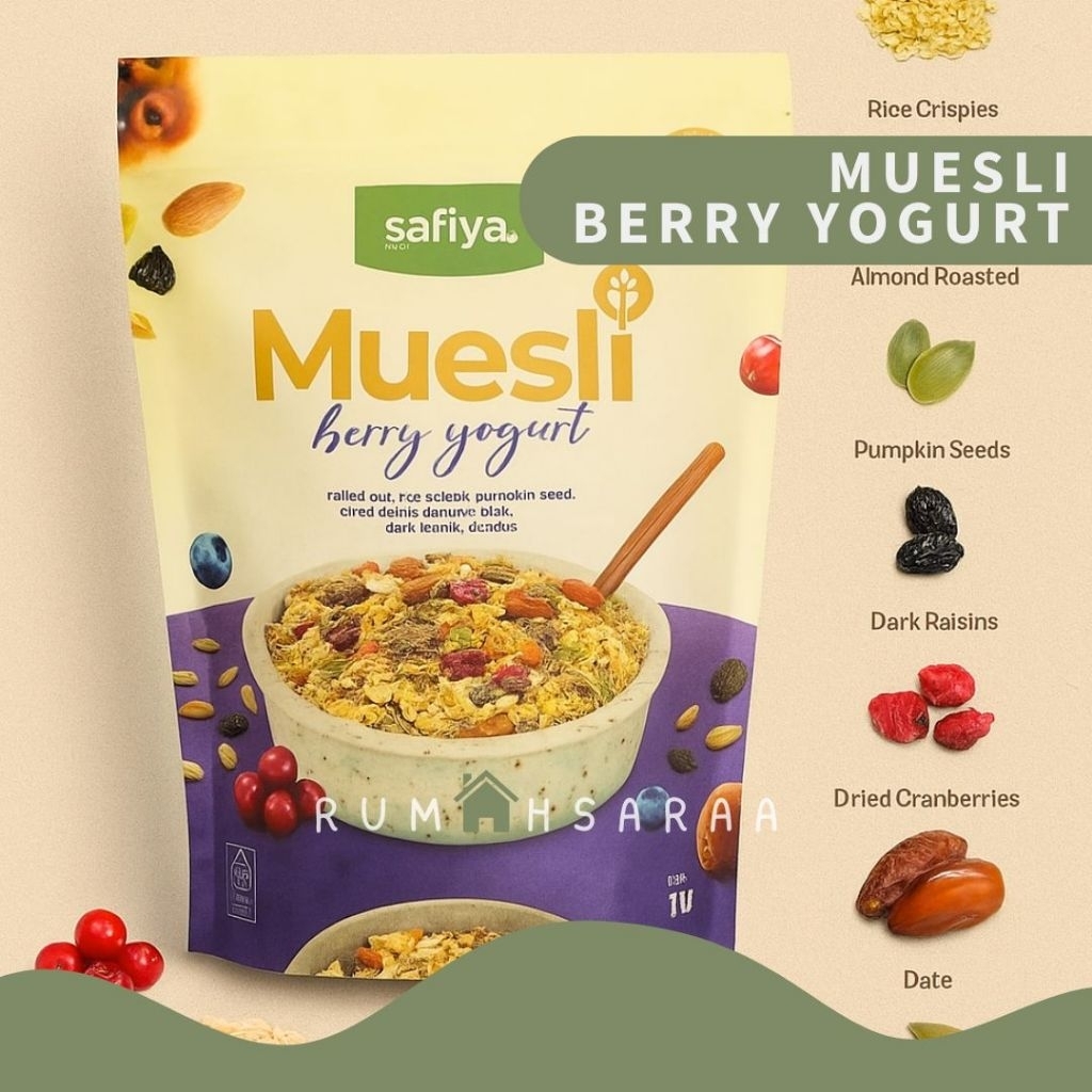 

Muesli Berry Yogurt Safiya Sarapan Sehat Diet dengan Dried Fruit Menu lengkap