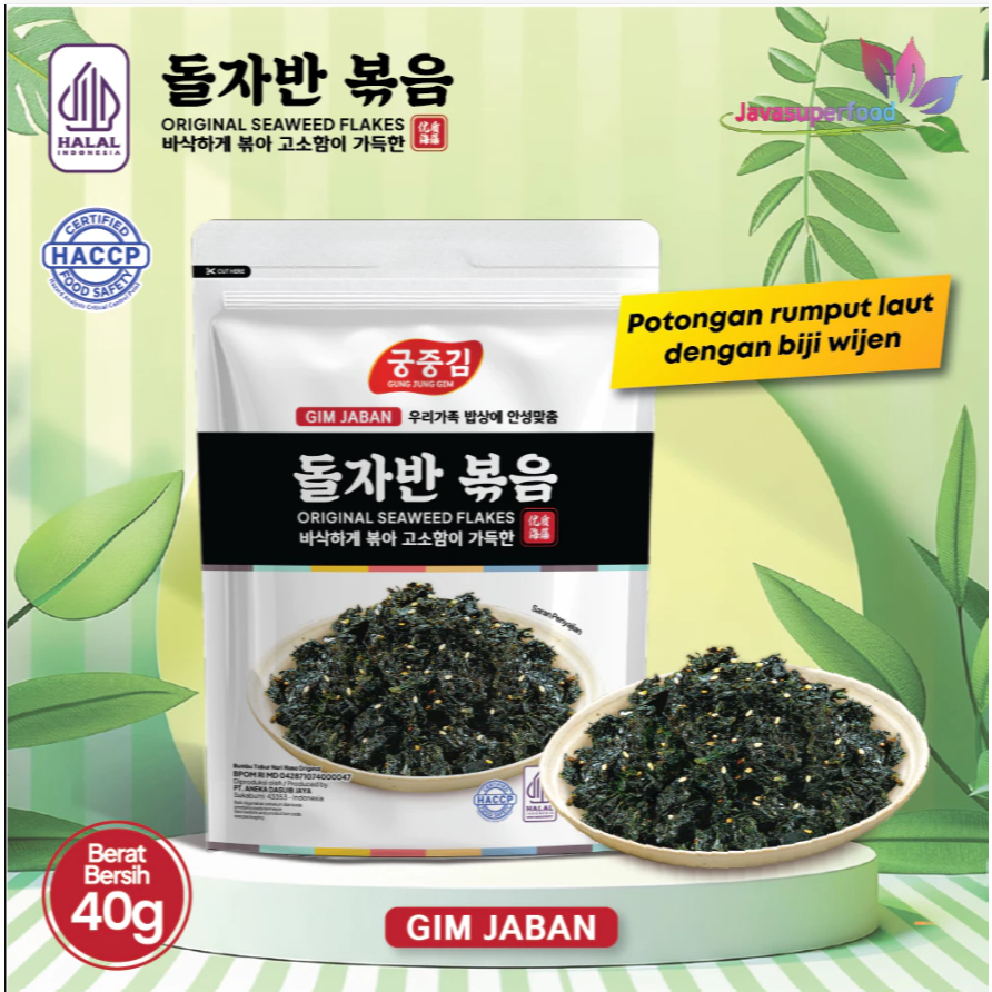 

HALAL GUNGJUNG GIM JABAN 40GR / NORI TABUR / RUMPUT LAUT PANGGANG / NORI SEAWEED FLAKES