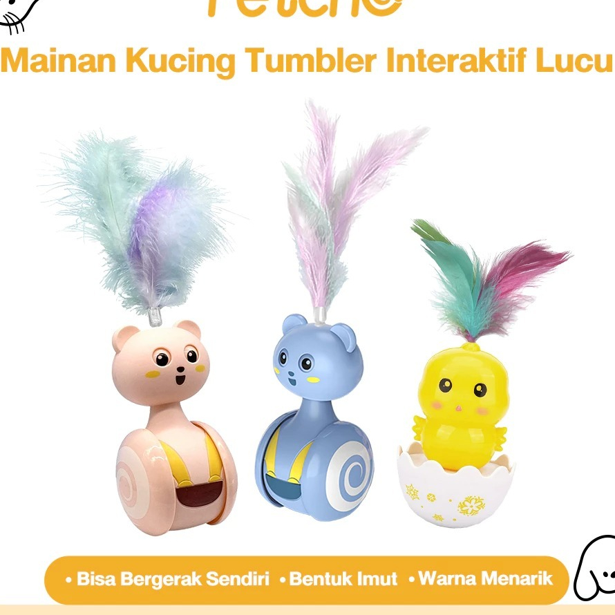 Mainan Kucing Otomatis Tidak Pakai Baterai Bisa Bergerak Sendiri Tumbler Kucing Lucu Menangkap Bola 