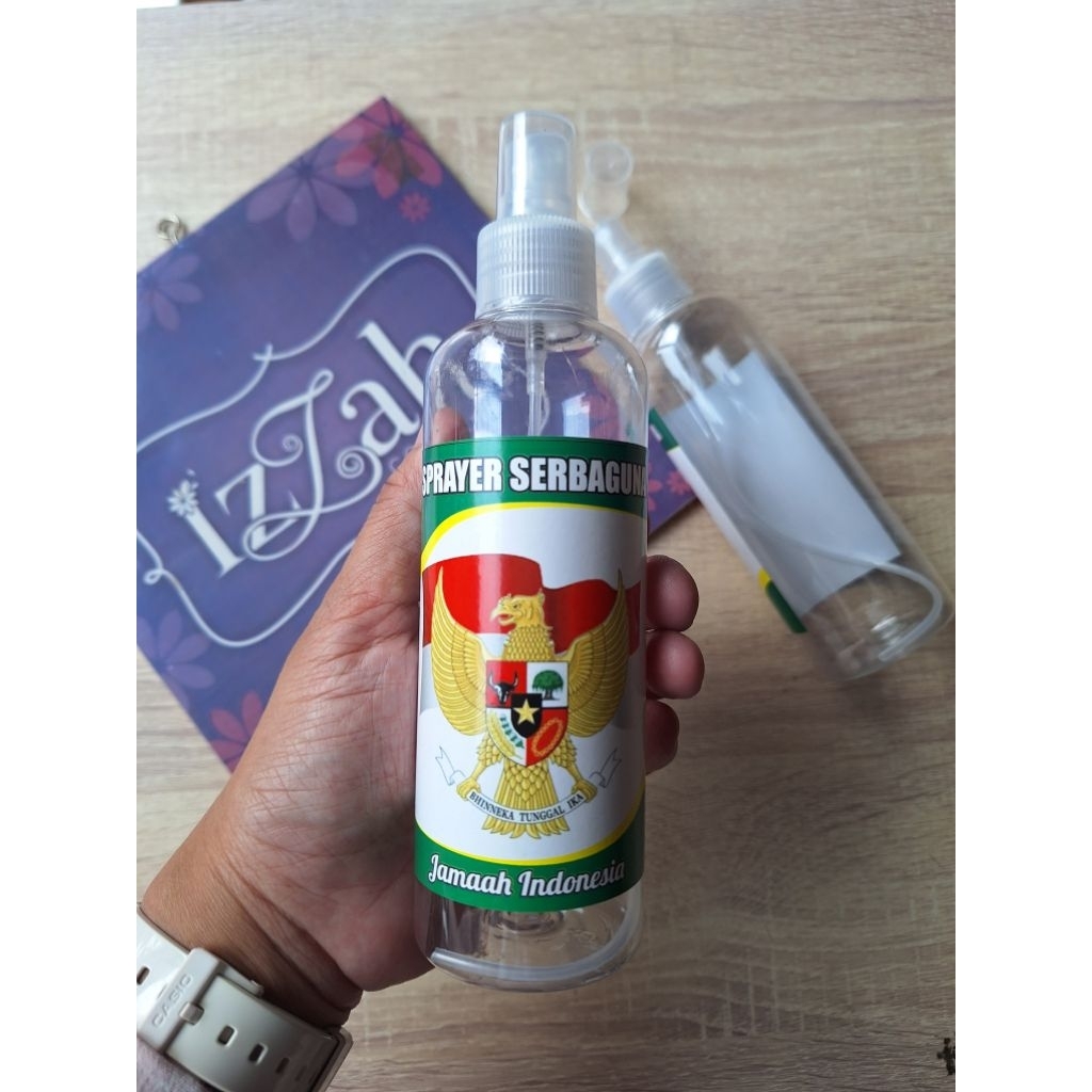 BOTOL SPRAY SERBAGUNA 250ML JAMAAH HAJI INDONESIA MURAH BOTOL STIKER LABEL HAJI UMROH UMRAH BOTOL SE