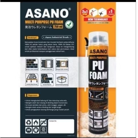 ASANO PU Foam PU FoamSealant Foam Spray PU Foam Sealant Polyurethane Busa Peredam Suara Peredam