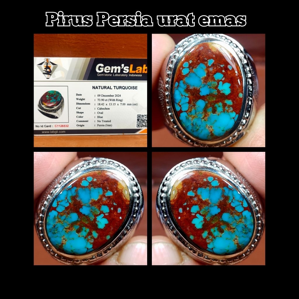 batu pirus persian ceplok kuro lawasan asli iran