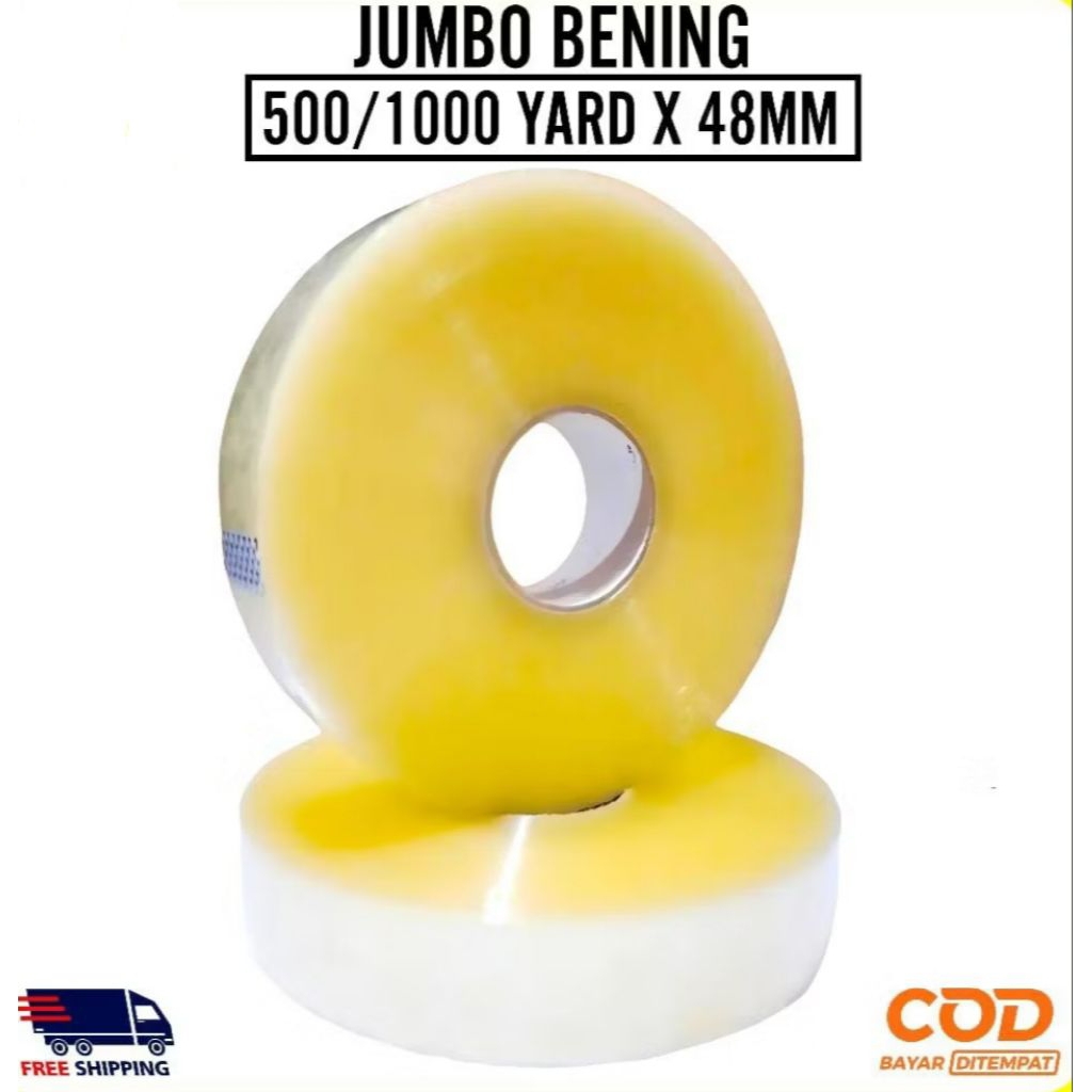 

LAKBAN BENING 500 YARD FULL × 48 mm / Lakban jumbo bening 500 m