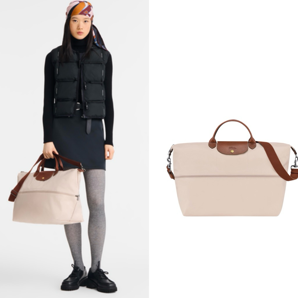 travel bag/tas lc lepliage original teavel bag expandable ecru