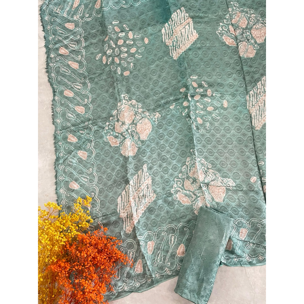 kain batik cap viscose pastel ceplok dimensi kotak set viscos polos