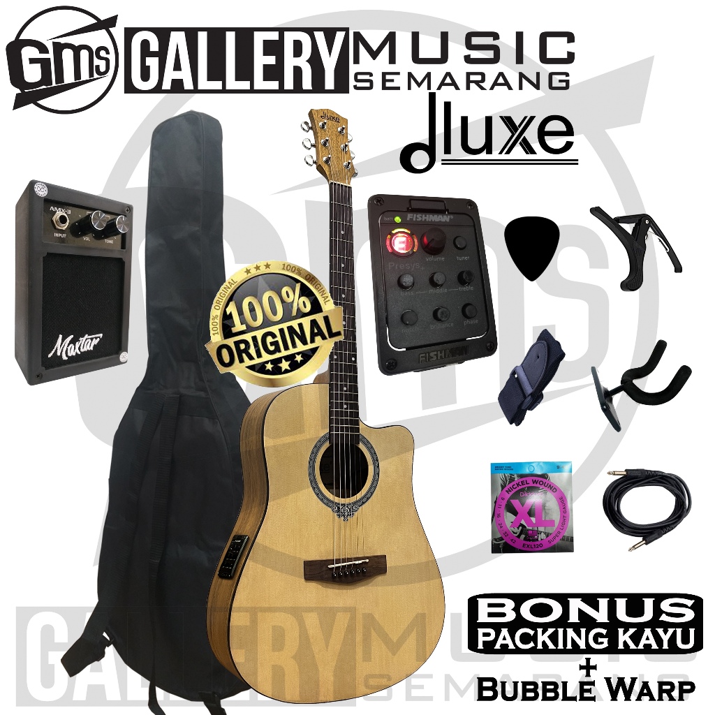 ORIGINAL Gitar Akustik Elektrik Dluxe DW-100 / DW 110 Gitar Dluxe Original