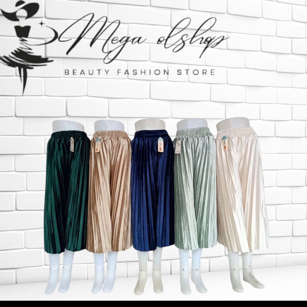 Kulot Plisket Bludru 7/8 premium/ Celana Santai Elegan