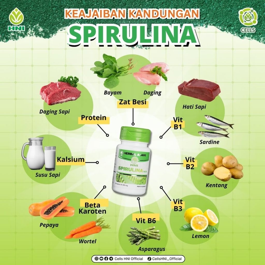 [HNI OFFICIAL PANGLIMA YAMA] SPIRULINA HNI ORIGINAL UNTUK NUTRISI LENGKAP ANTI VIRUS SUPERFOOD SPIRU