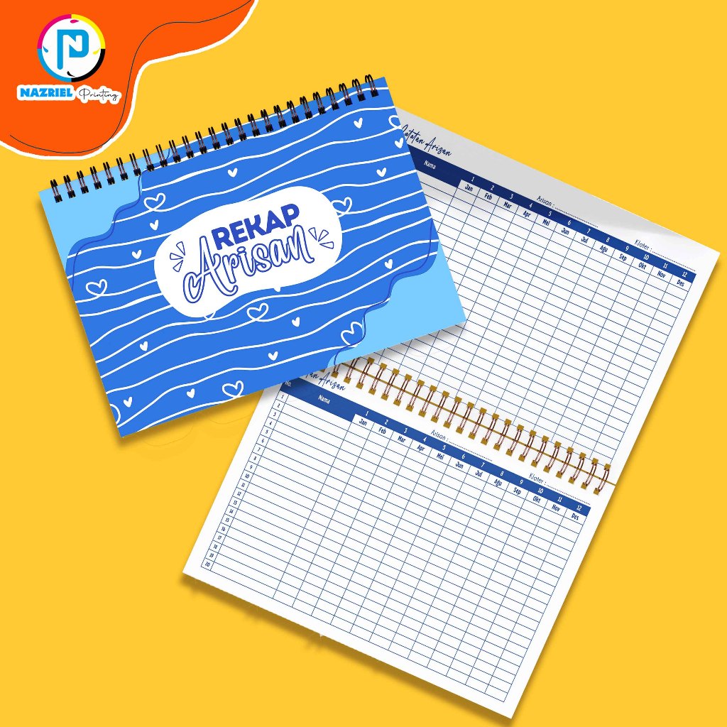

(NON CUSTOM) LANDSCAPE Buku Rekap Arisan Tabel BULANAN Jilid Spiral Tabel Warna