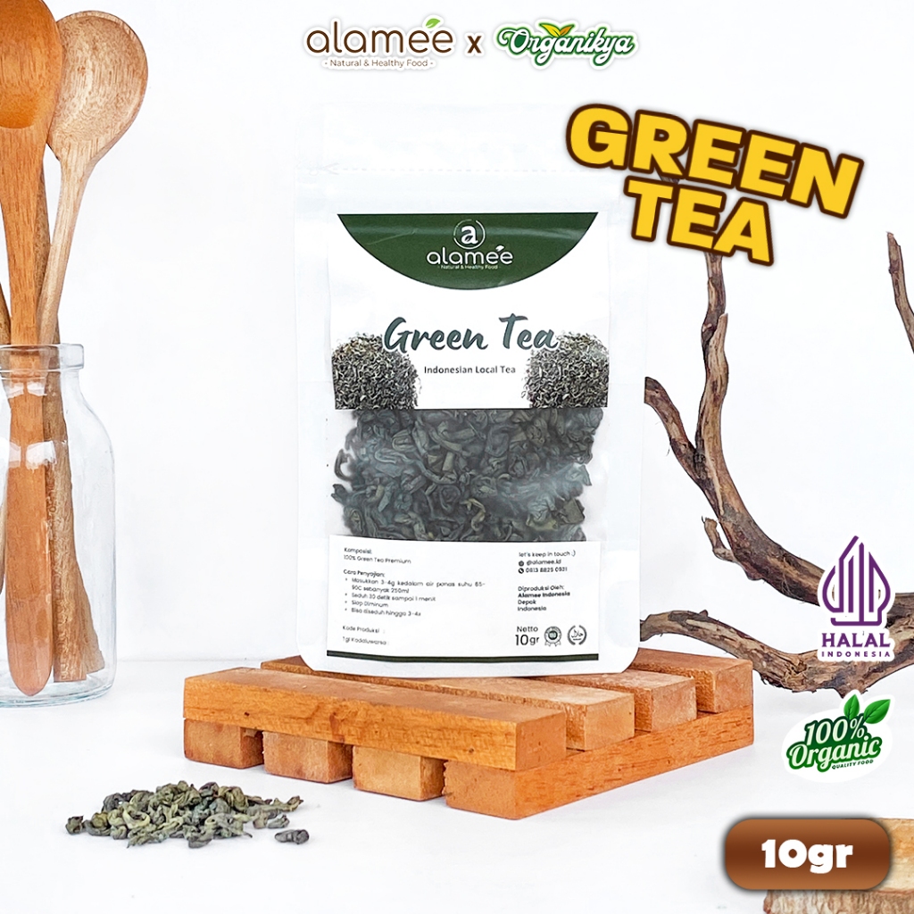 

ALAMEE Teh Hijau Green Tea Organic Kering Organik Greentea Minuman Herbal 10 gram organikya