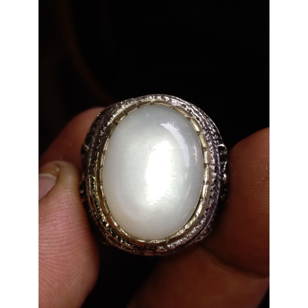 cincin batu natural Biduri bulan air beras / moonstone