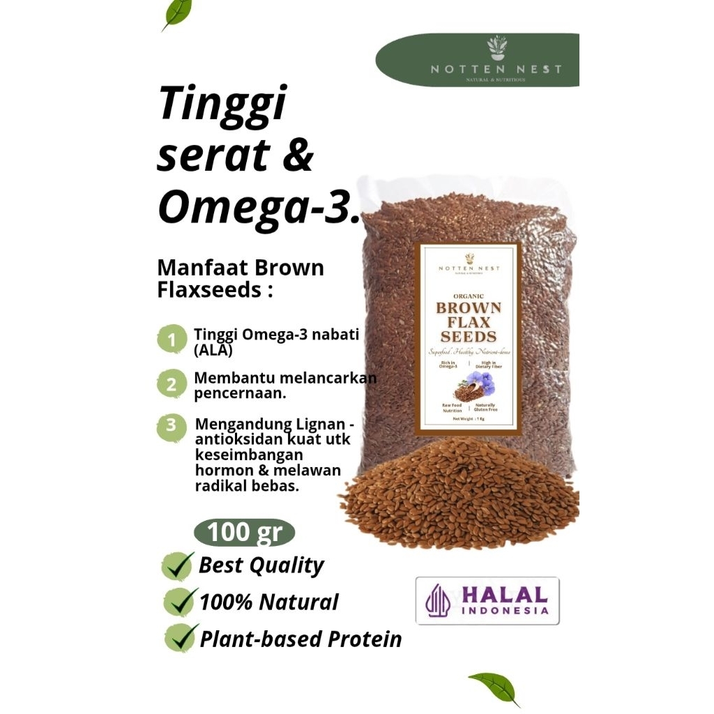 

Flaxseed Biji Rami Utuh 100gr – Sumber Omega 3, Serat & Nutrisi Sehat / Brown Flaxseeds 100 gr / biji rami 100gr