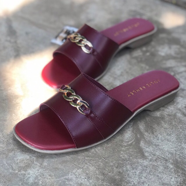 Sandal Wanita Flat Moniq 06 Maroon Jolie Ashley
