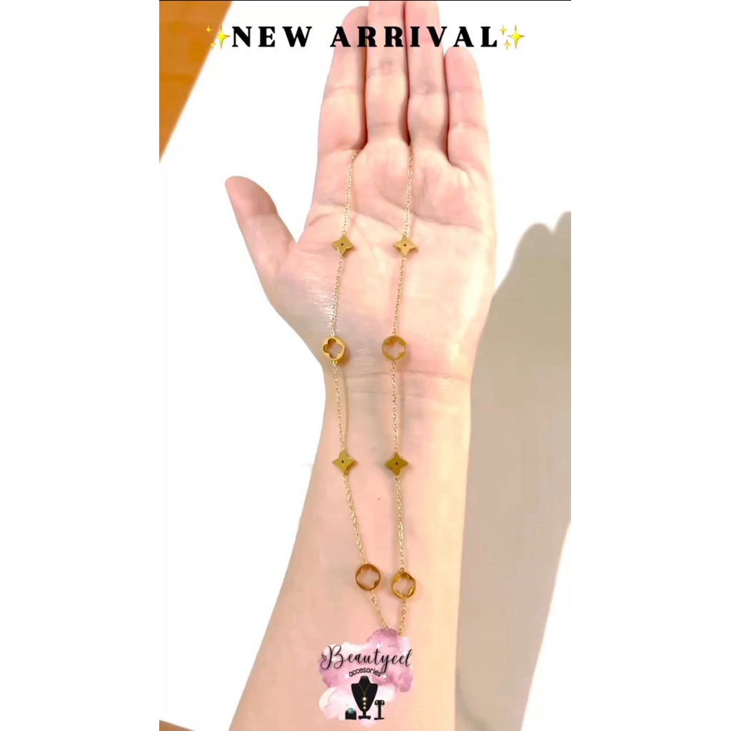 Kalung titanium gold bandul bunga