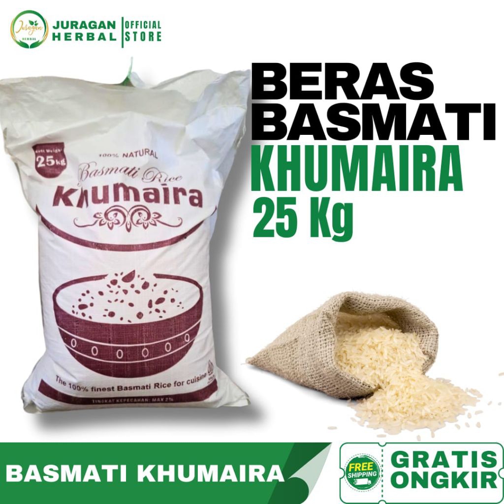 

BERAS BASMATI KHUMAIRA 25KG | BERAS BASMATI KEBULI BIRYANI | BERAS ORI TIMUR TENGAH | Juraganherbal5