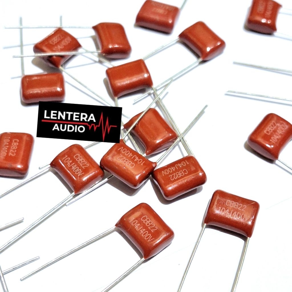 CAPASITOR MILAR MERAH 104/400 CAPACITOR MYLAR CBB 104J 400V P10