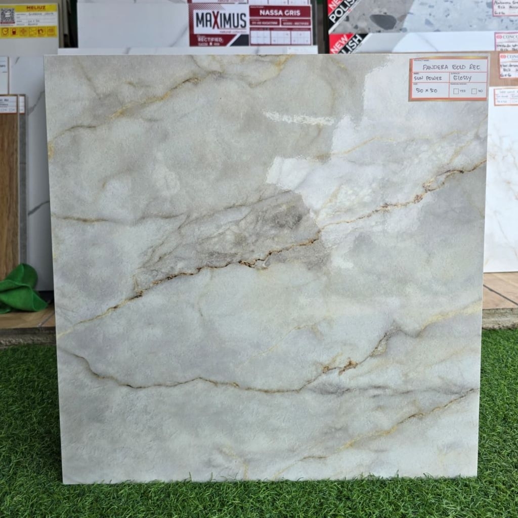 KERAMIK LANTAI 50X50 PANDERA GOLD | GLOSSY | SUN POWER