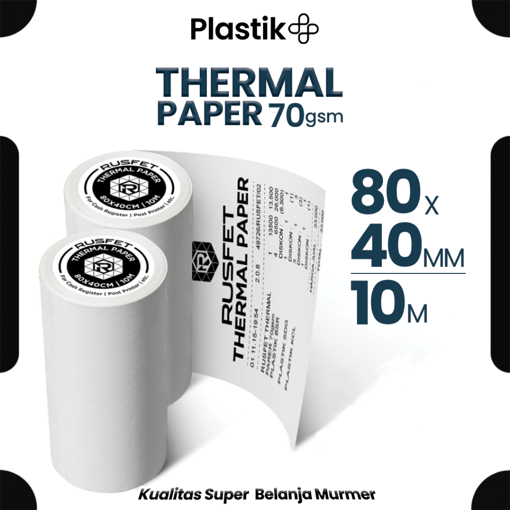 

Kertas Printer Thermal 80mm x 40mm / Kertas Termal Struk Kasir Barcode Mesin EDC POS Harga Satuan