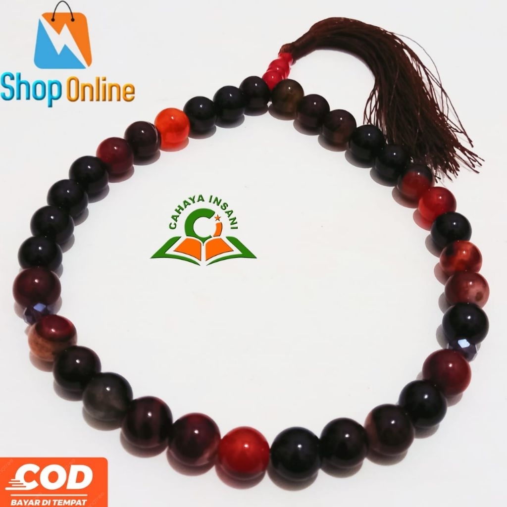 tasbih batu akik madu Sulaiman 12 mm 33 butir