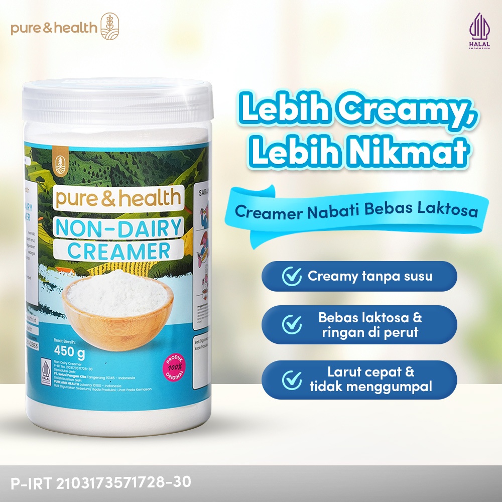 

Creamer Bubuk 450 gram Pure and Health - Non Dairy Krimer Nabati Pengganti Susu Santan Krimer Natural