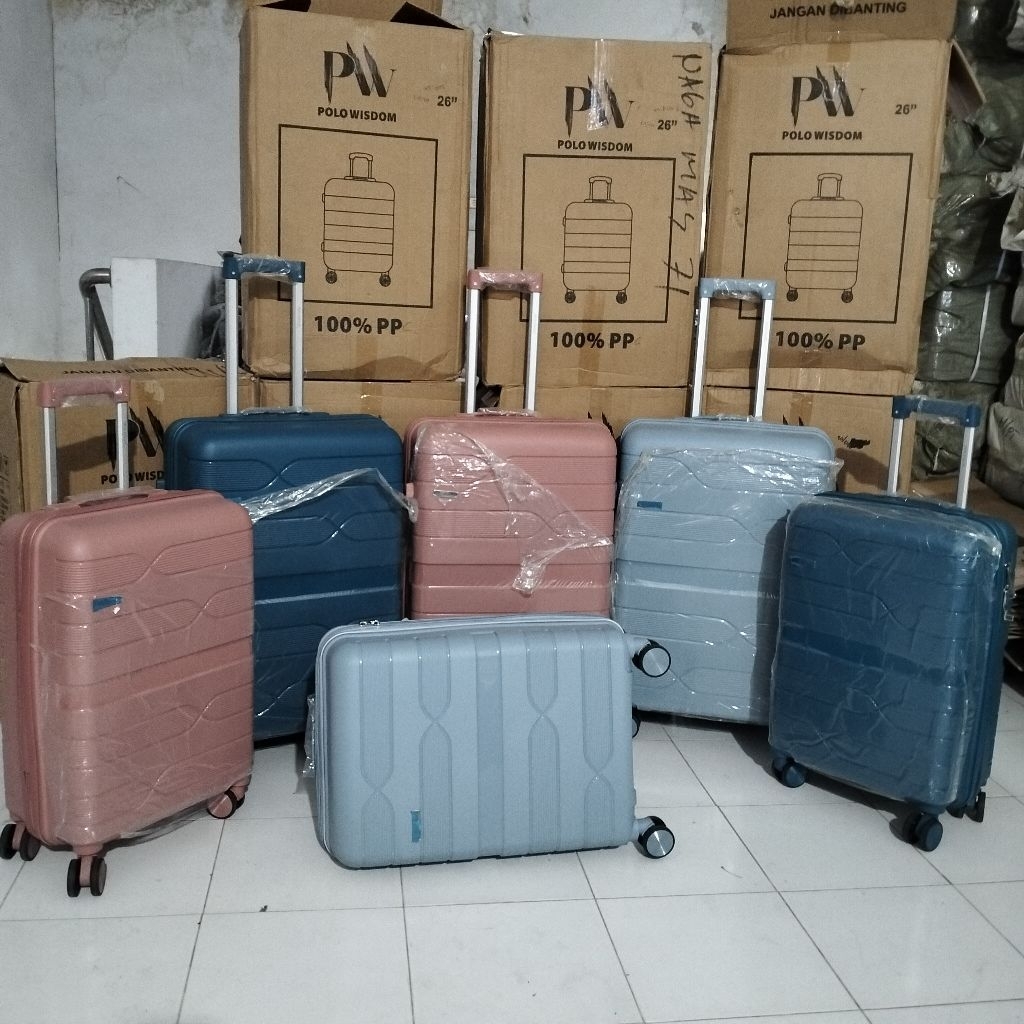 PROMO Koper Merek POLO SAIL / Wisdom Bahan Kuat 100% Polypropylene 18,21,22 dan 25 inch Murah Merah