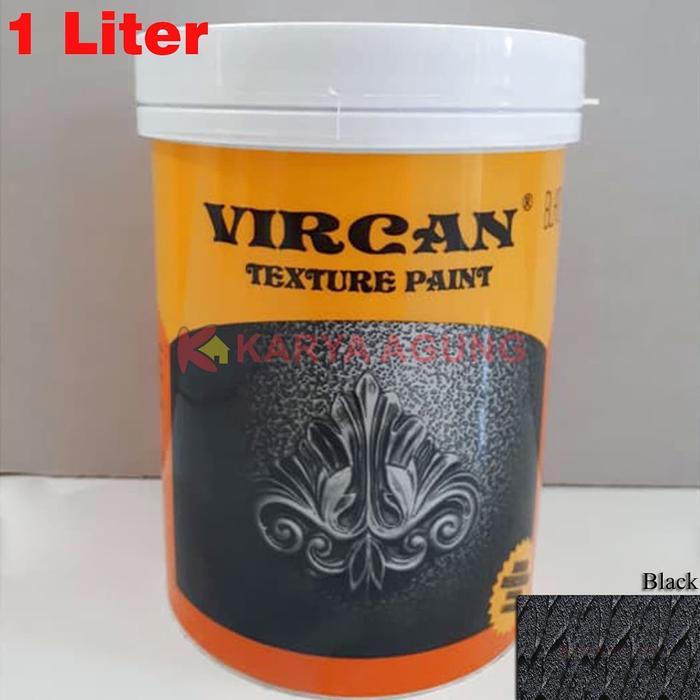 Cat Tekstur VIRCAN Texture Paint Base BLACK Kamprot Warna Hitam Box Kotak Speaker 1 Liter